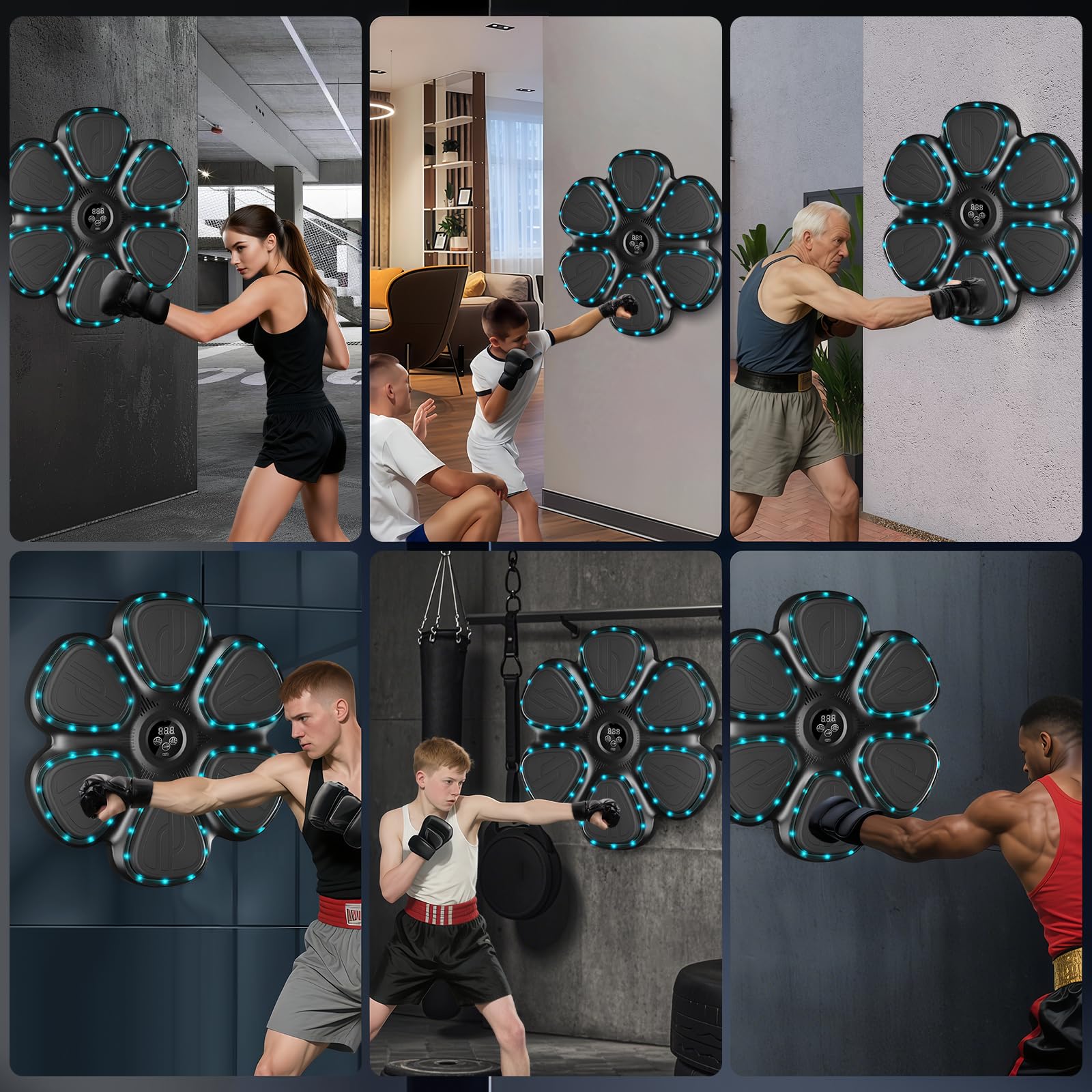 Macchina di Boxe Musicale Intelligente per Adulti/Bambini, Macchina di Boxe Elettronica Bluetooth con Musica, 12 velocità Regolabili e modalità di conteggio