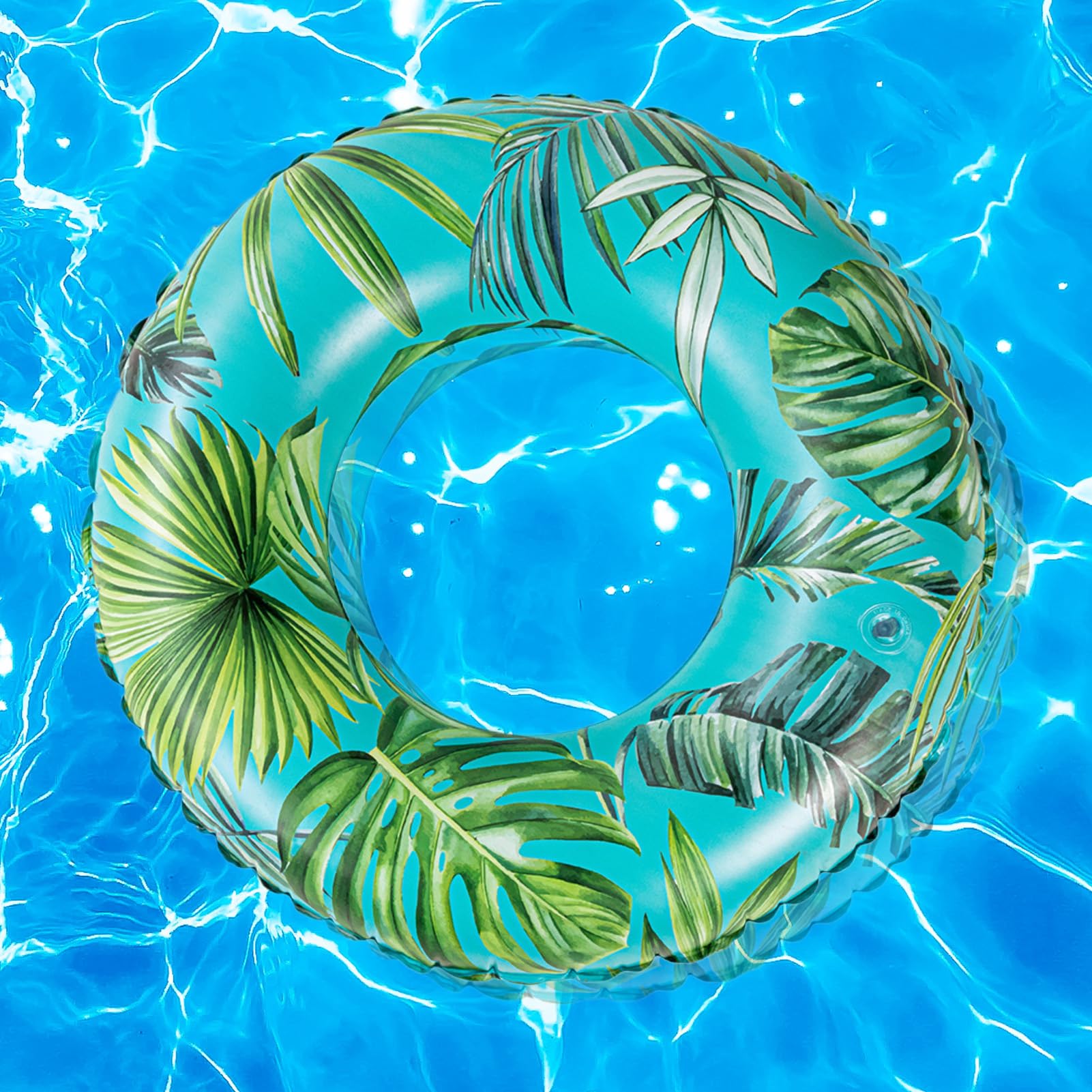 Inflatable Pool Tubes, Floating Swim Rings, Beach Floats, PVC, Green/Red Leaf