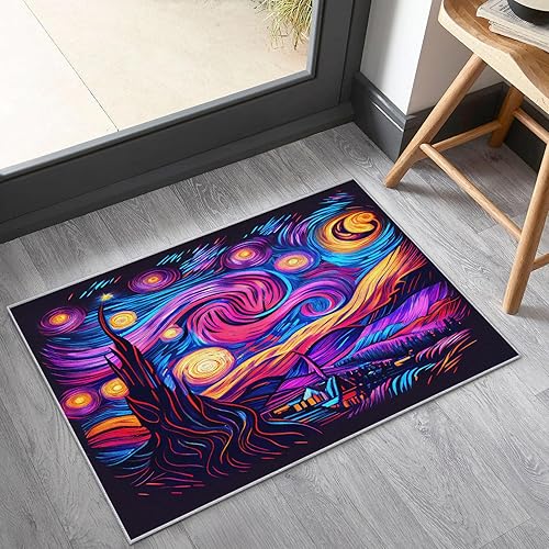 Miniatura 45 de Alfombras coloridas para entrada de 2 x 3 pulgadas, diseño de arte abstracto de fuegos artificiales, tapete para puerta de interior, tapete colorido