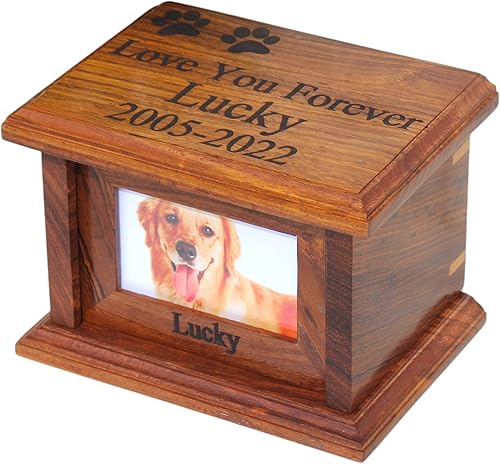 Miniatura 1 de Urna de madera personalizada para mascotas amorosas para almacenar cenizas  urna de cenizas de hueso para perro o gato Pet Memorial KeepsaKe  caja