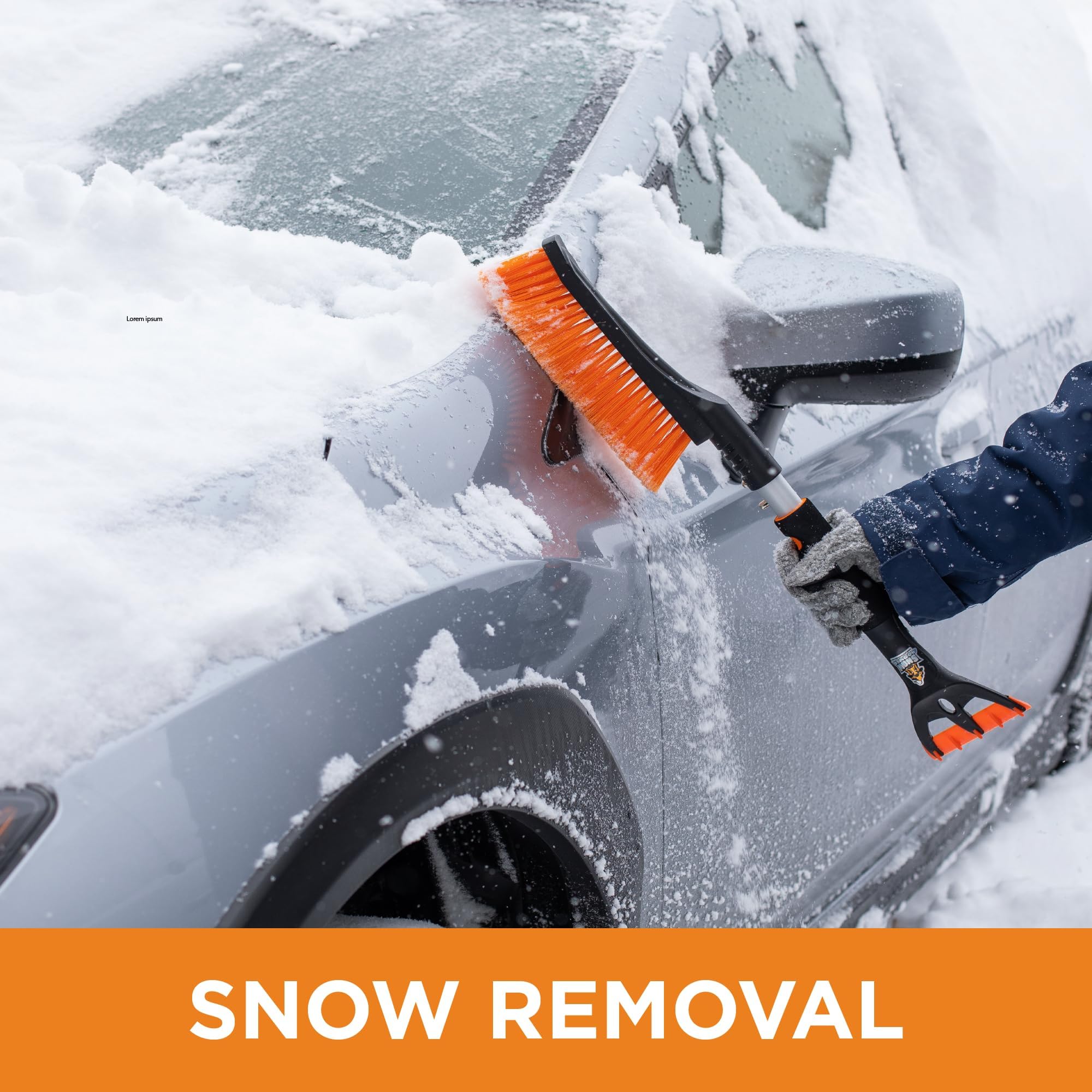 BIRDROCK HOME Snow Brush with Detachable Ice Scraper for Car - Flexible Snow Remover and Windshield Cleaning Tool with Wide Bristle Brush - Winter Sweeper for Auto, SUV - Size: 24" L x 9" W - 1 Pack