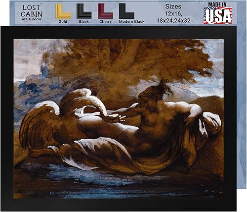 Lost Cabin Leda & the Swan de Theodore Gericault Impresión enmarañada en marco plano negro Reproducción de pinturas de obras de arte finas Regalo Lost Cabin Leda & the Swan de Theodore Gericault Impresión enmarañada en marco plano negro Reproducción de pinturas de obras de arte finas Regalo