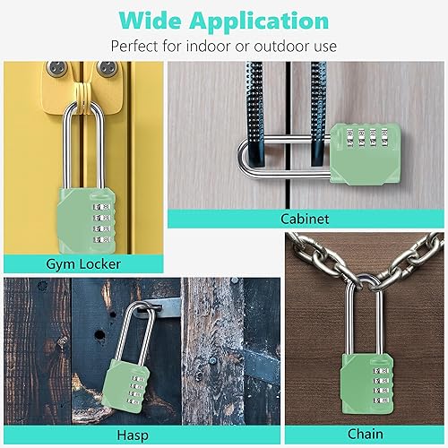 Miniatura 6 de CL21KG - Candado de combinación de 2.6 pulgadas de largo con grillete, candado de combinación de 4 dígitos, establece tu propia combinación para