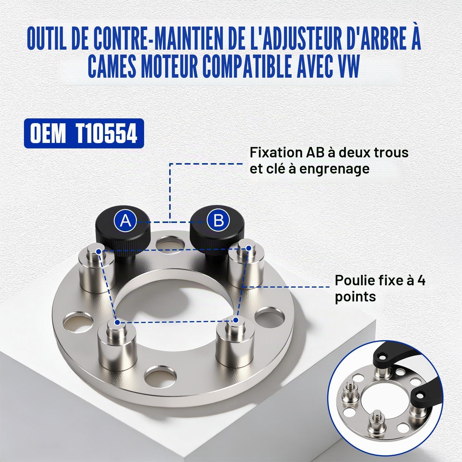 MRCARTOOL Outils pour Arbres à Cames Moteur Automobile T10172A T10554 Jeu d'outils de Maintien d'arbre à Cames Clé Universelle de Vilebrequin pour VAG Compatible avec V.W avec VAG avec Skoda