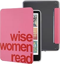 Clear Case for 7'' Kindle Paperwhite 12th Gen 2024 & Colorsoft | Auto Wake/Sleep, Clear PC Case, Soft TPU Edge, Lightweight, For Bookish Travelers, Elegant Print, Wise