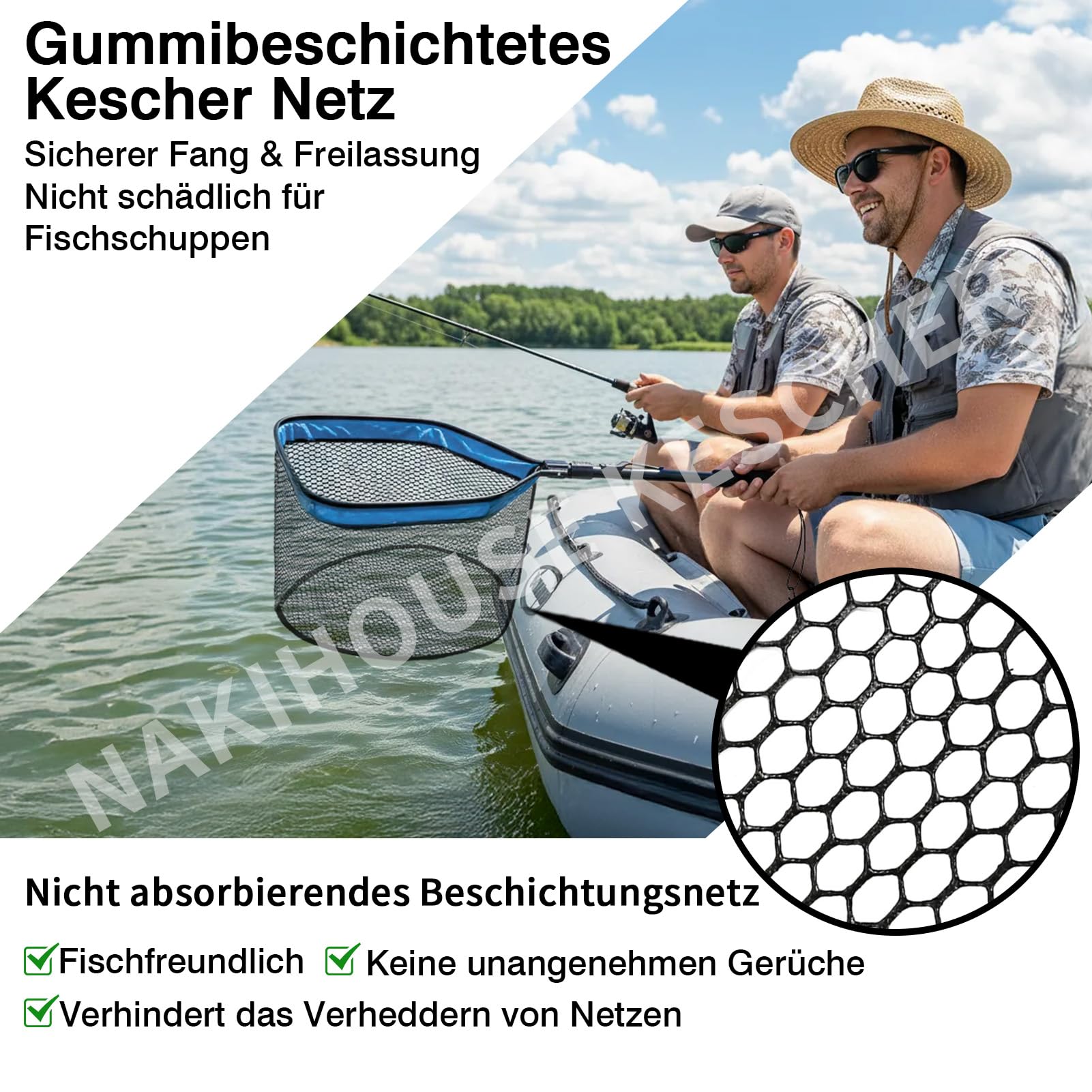 Red de pesca flotante, red de pesca plegable, red de pesca telescópica para atrapar y aflojar fácilmente los peces, pesca de goma para niños y adultos