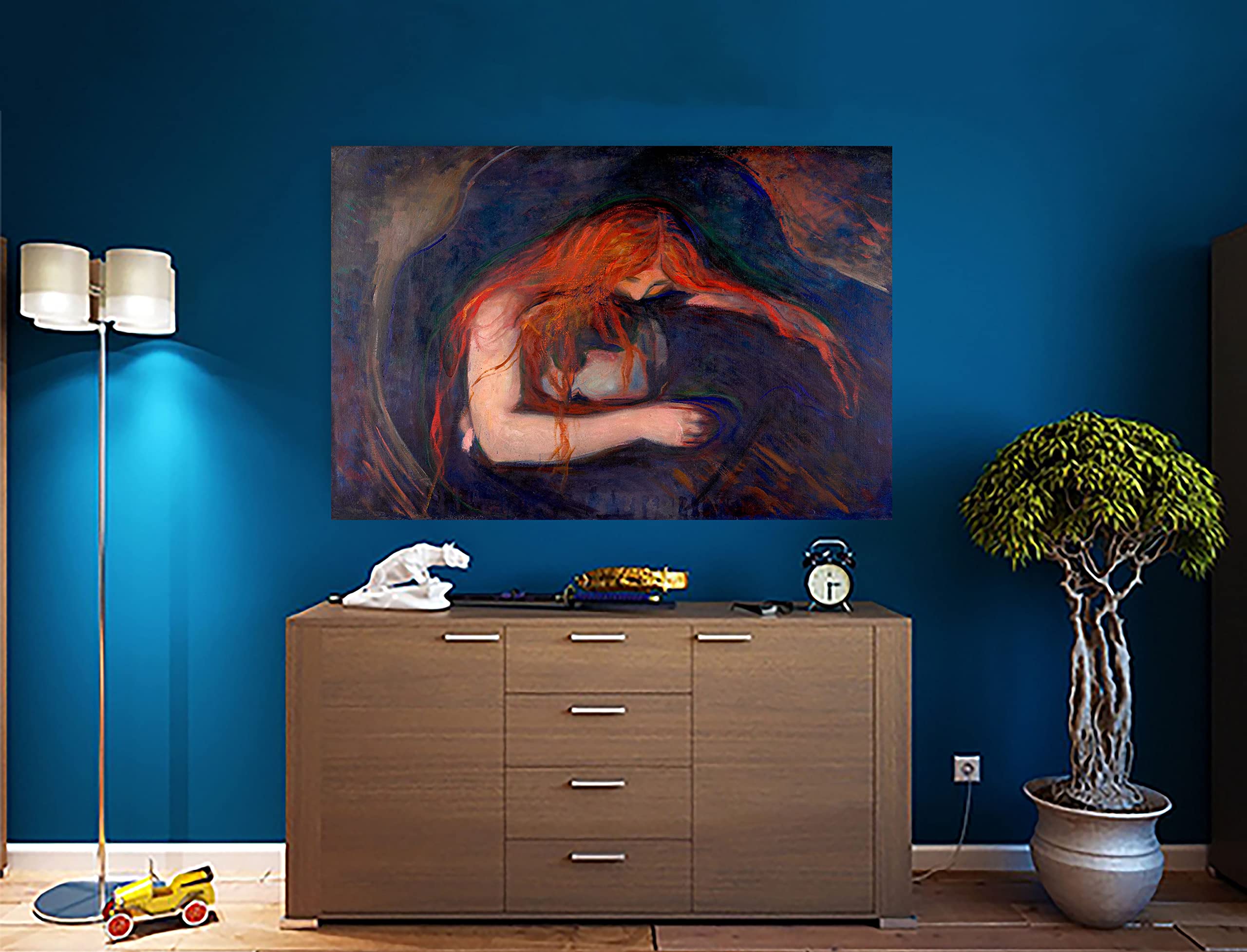 Stampa Su Tela Edvard Munch – Vampire (Love And Pain), 101x76 Cm, Bianco E Nero, Arte Moderna, Tela Pronta Da Appendere
