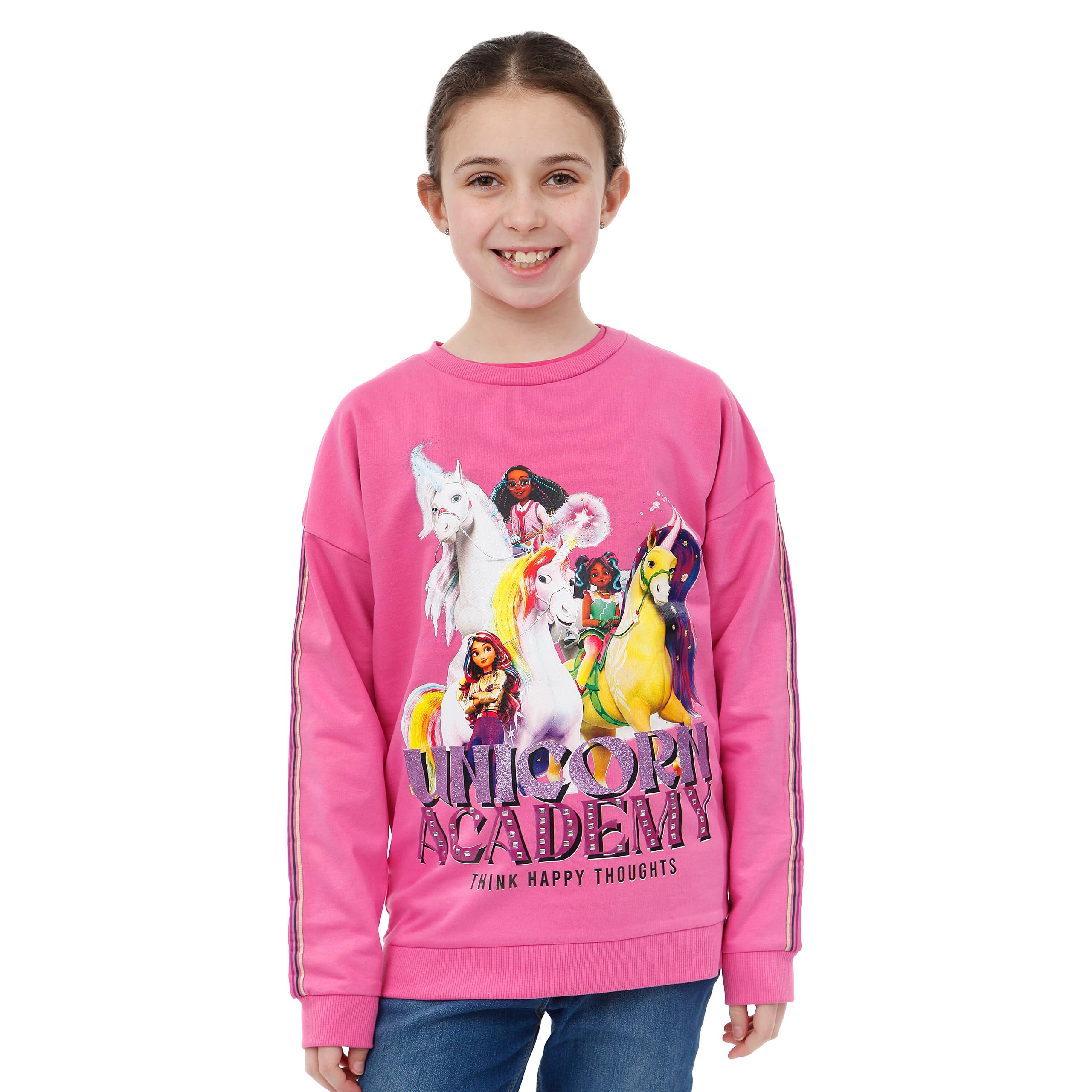 Bluza Dla Dziewcząt Z Akademii Jednorożców | Bluza Z Jednorożcem Dla Dziewcząt | Bluza Dla Dzieci Sophia I Wildstar | Różowy 122