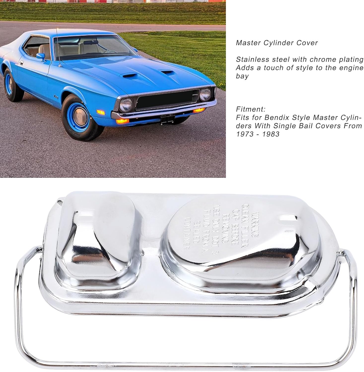 Stainless Cylinder Cover Master Cylinder Cover Brake Master Cylinder Cover With Bail for 1973 To 1983