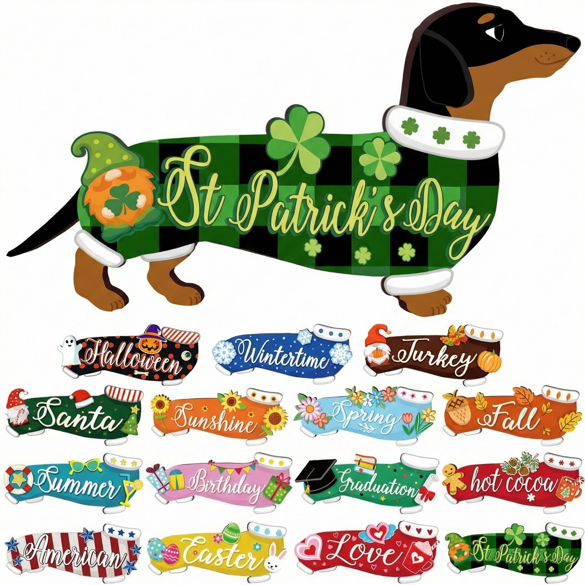 Amazon.com: Barydat 16 Pcs Seasonal Dachshund Dog Sign for All