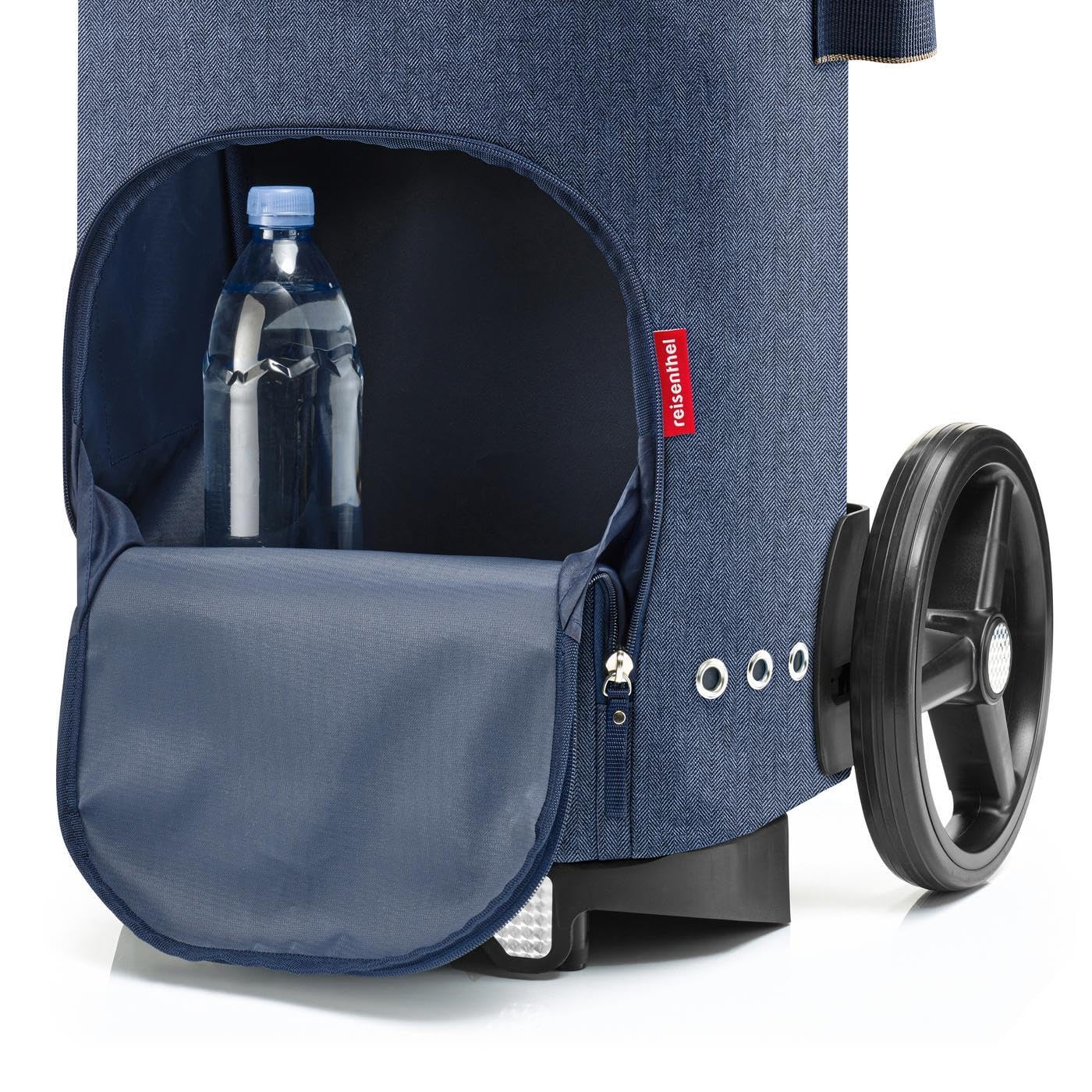 reisenthel citycruiser Set (Rack + Bag) Tasche herringbone dark blue + Rack Black - Praktische Einkaufstasche mit Mehreren großen Fächern - Wird mit dem Gepäckträger als Set verkauft