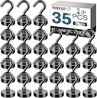 Vista 17 de MIKEDE, ganchos magnéticos, ganchos de imanes de neodimio de alta resistencia de +85 libras, ganchos magnéticos negros para nevera, ganchos