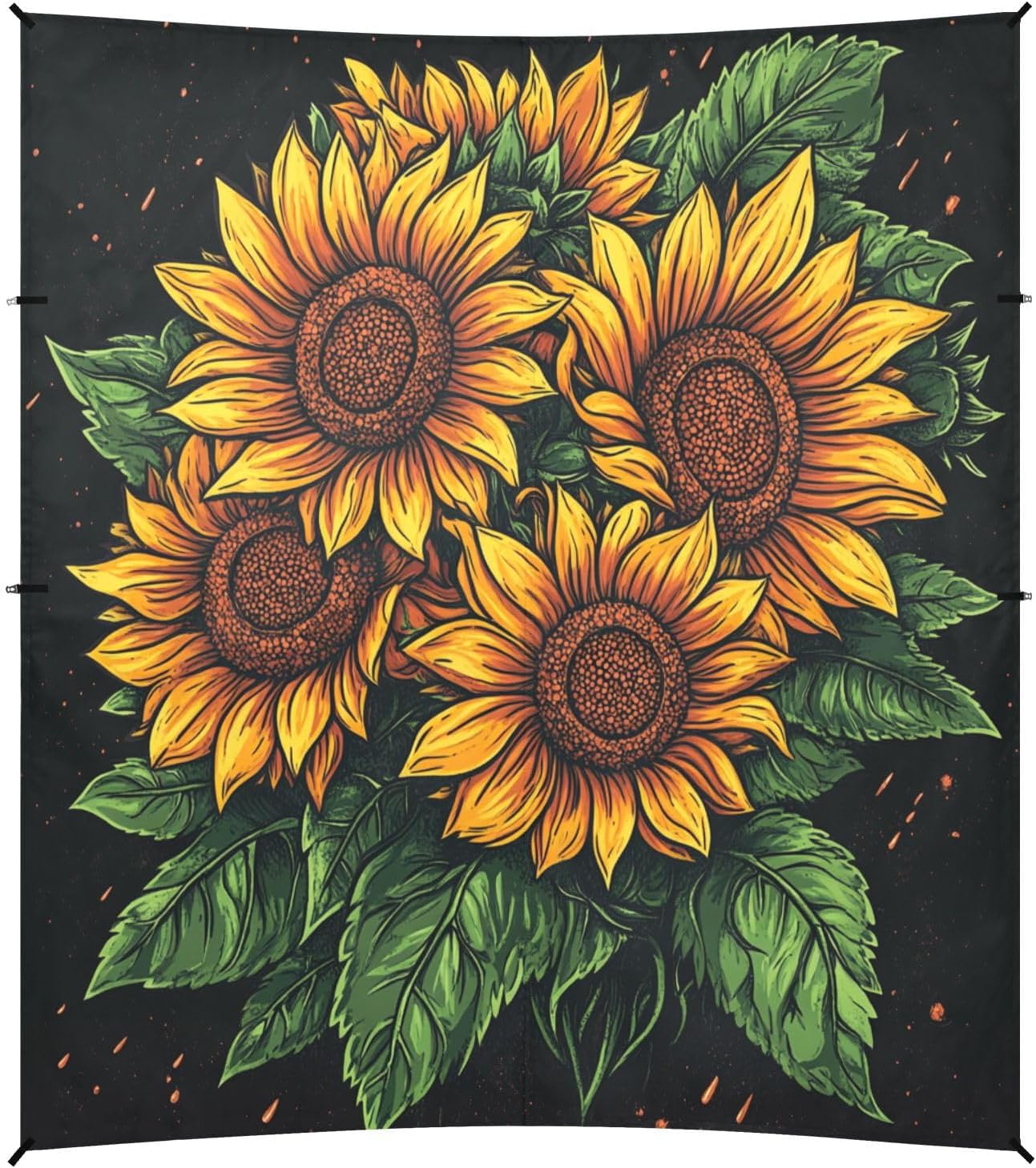 ALAZA Sunflower Bouquet Beach Tent Sun Shelter UPF50+ Protection Beach Shade Canopy w/ 4 Sandbags for Outdoor Camping, Fishing, Backyard Fun, Picnic, 10x9 ft