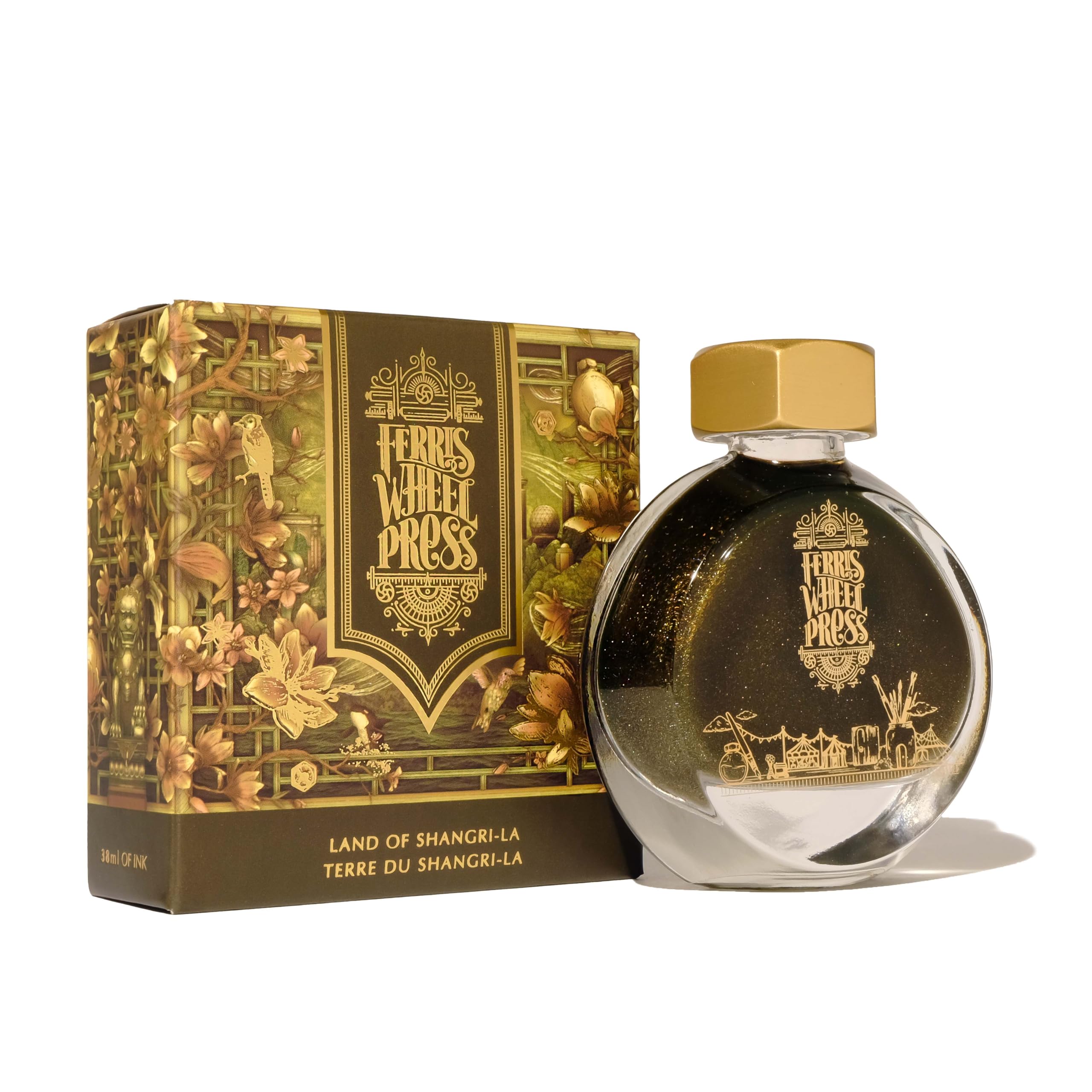 Ferris Wheel Press Fountain Pen Ink | Curious Collaboration Collection | Shangri La Hotels | Ashy Brown with Champagne Shimmer | 38ml