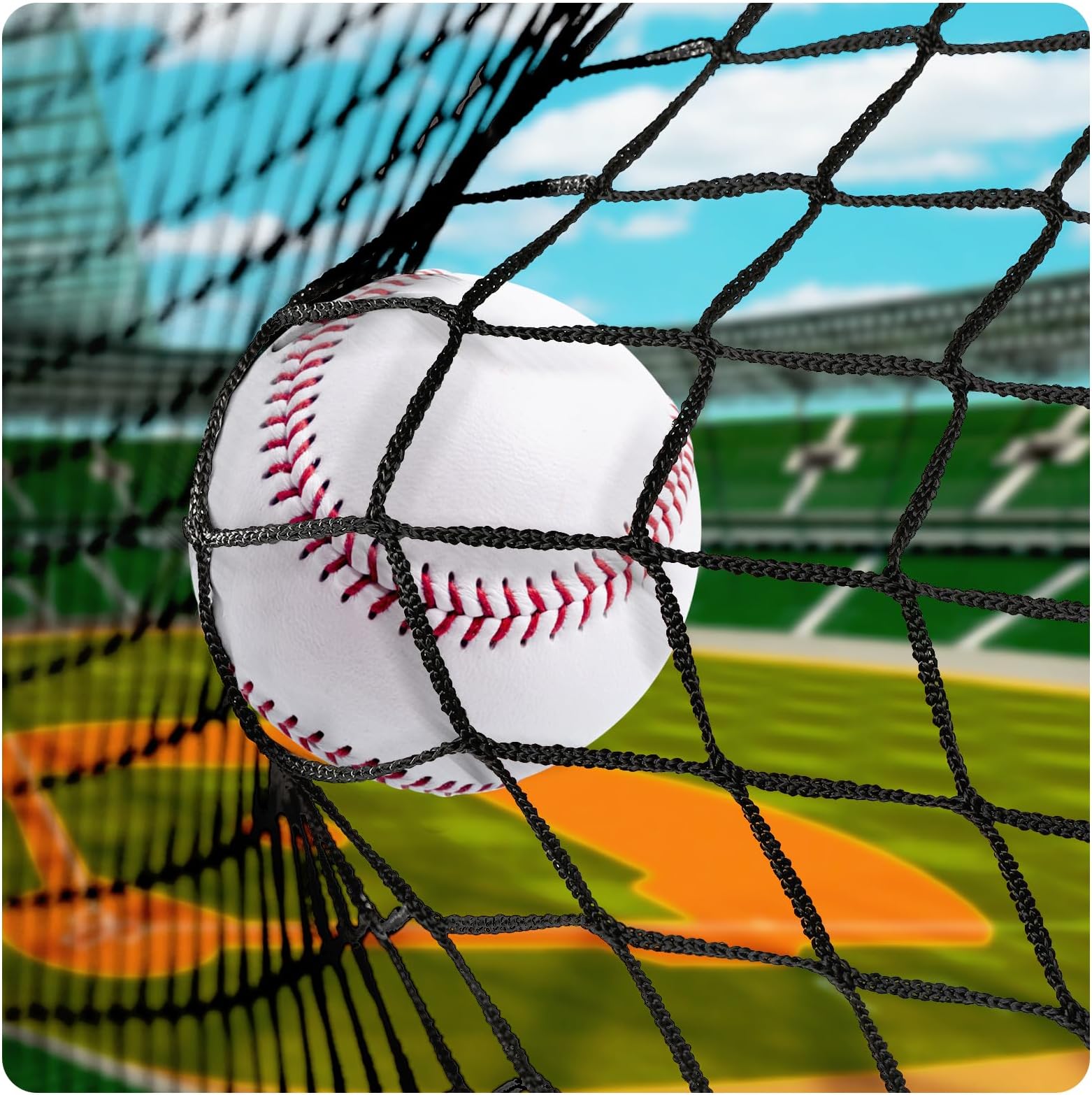Baseball Softball Backstop Nets,Sports Net with 33ft Rope or Steel Hanging Kit, Nylon Nets Also for Basketball Soccer Lacrosse Hockey.