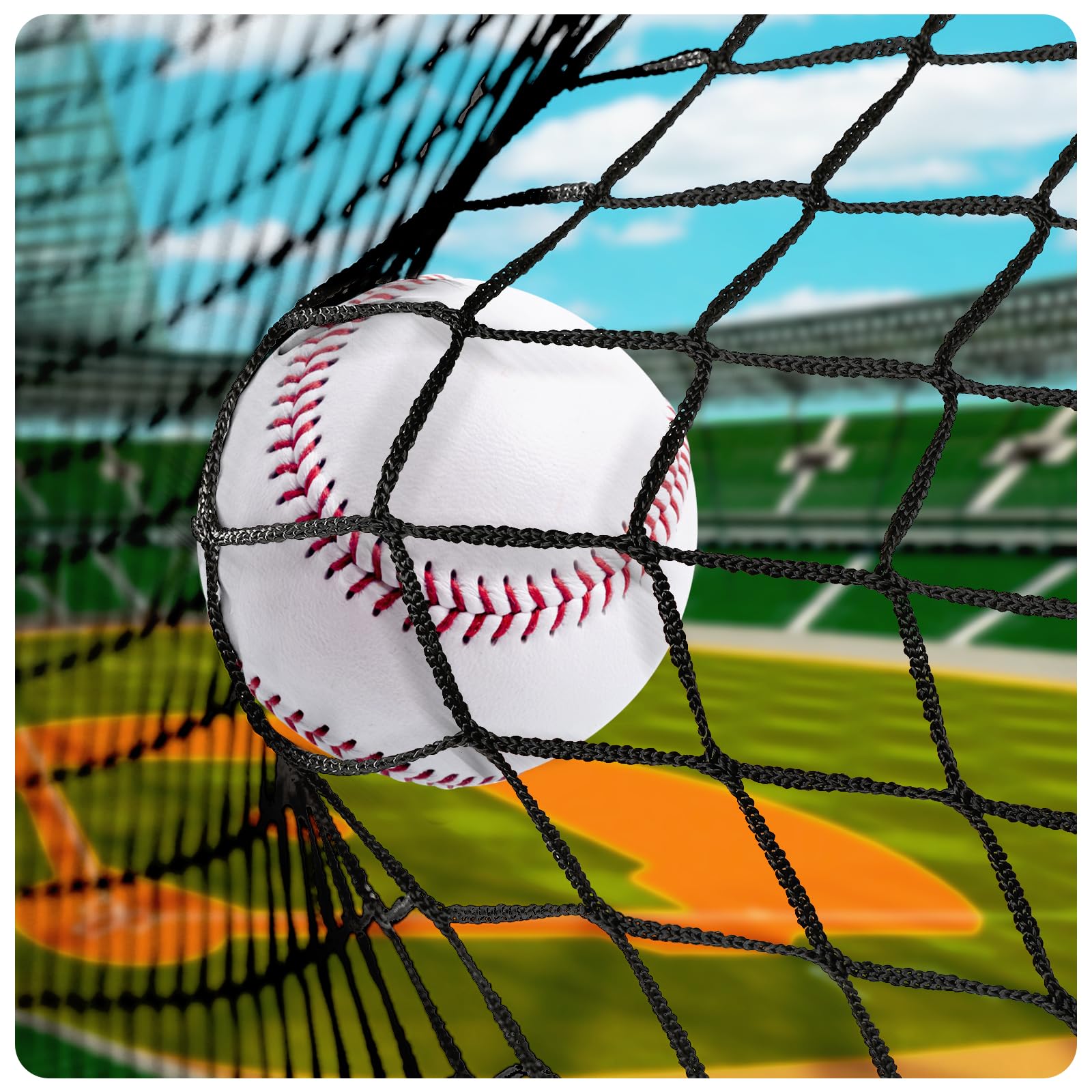 Sport Net Baseball Nets,Over 12 Sizes from 10 to 50 feet Baseball Softball Backstop Nets with 33 feet Nylon Rope, Heavy Duty Hitting Practice for for Backyard,Garage, Basement.