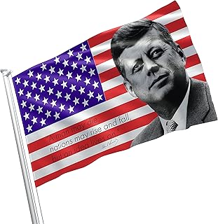 John F. Kennedy Portrait Flag 3x5 ft – US President American Politician Banner – US Style Display for Home, Office, Events – Vivid Color, Double Stitched, Brass Grommets – Indoor & Outdoor Decor