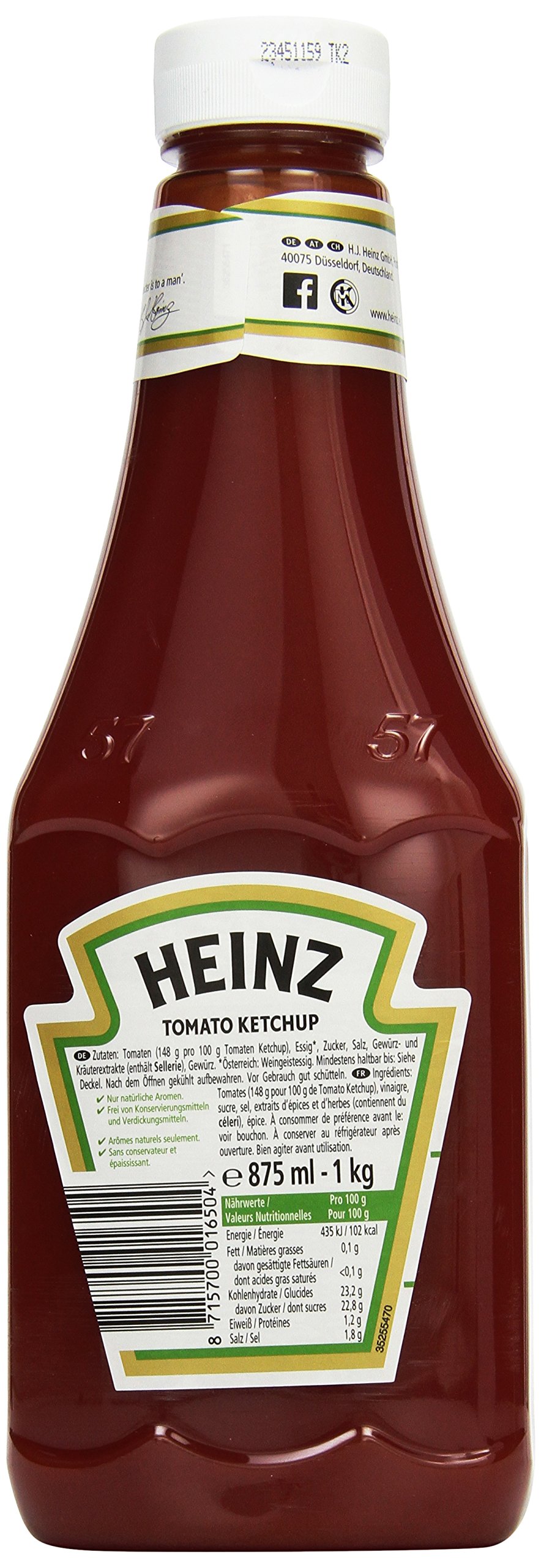 Heinz Tomato Ketchup Classic – Tomatenketchup in Squeezeflasche – 8 x 875 ml