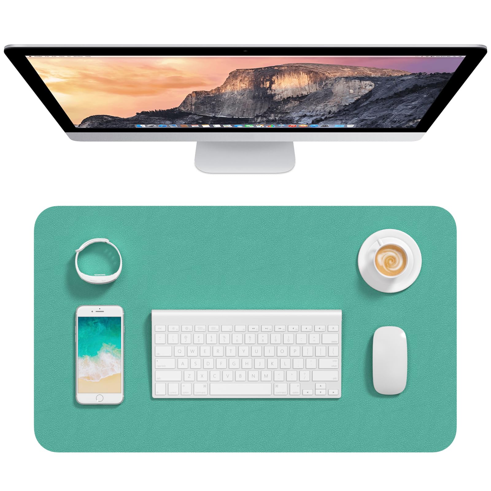 Hsurbtra Desk Pad, 23.6" x 13.8" PU Leather Desk Mat, M Extended Mouse Pad, Waterproof Desktop Blotter Protector, Non-Slip Ultra Thin Small Laptop Keyboard Writing Mat for Office Home, Fruit Green โ image 1