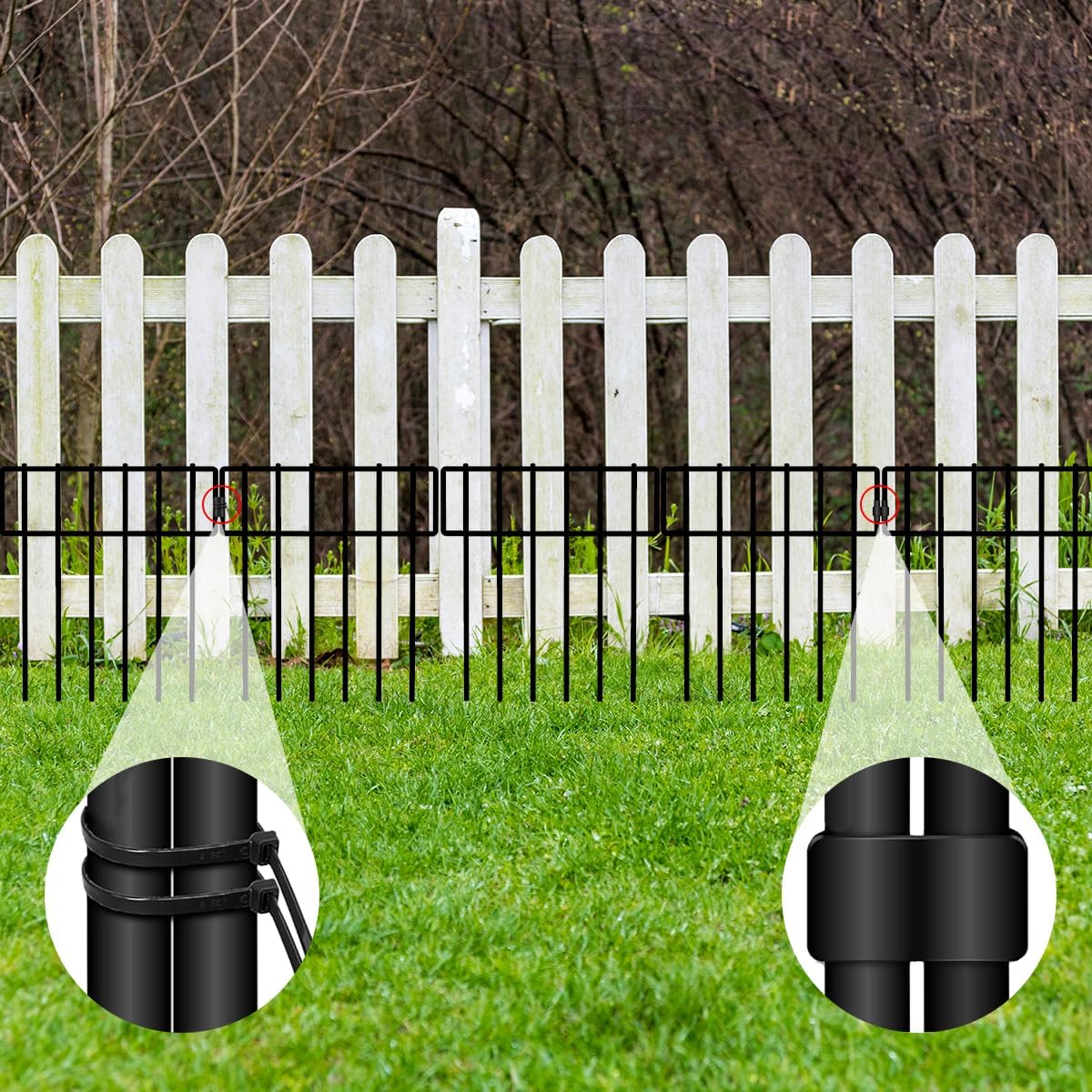 10 Pack Animal Barrier Fence, No Dig Fencing 10.8ft(L) × 12in(H) Rustproof Metal Small Garden Fence Border Metal Fence Panels Garden Fence Border for Dogs Rabbits, Outdoor Landscaped Yard