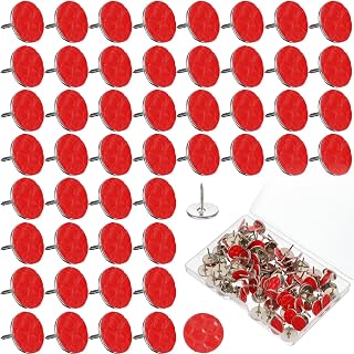 100 PCS Reflective Trail Marking Tacks Reflective Trail Markers Hunting High Visibility Glow Tacks Nails Road Marker Glow Tack Marking Pegs Metal Thumb Mark with Box for Outdoor Hiking Camping (Red)
