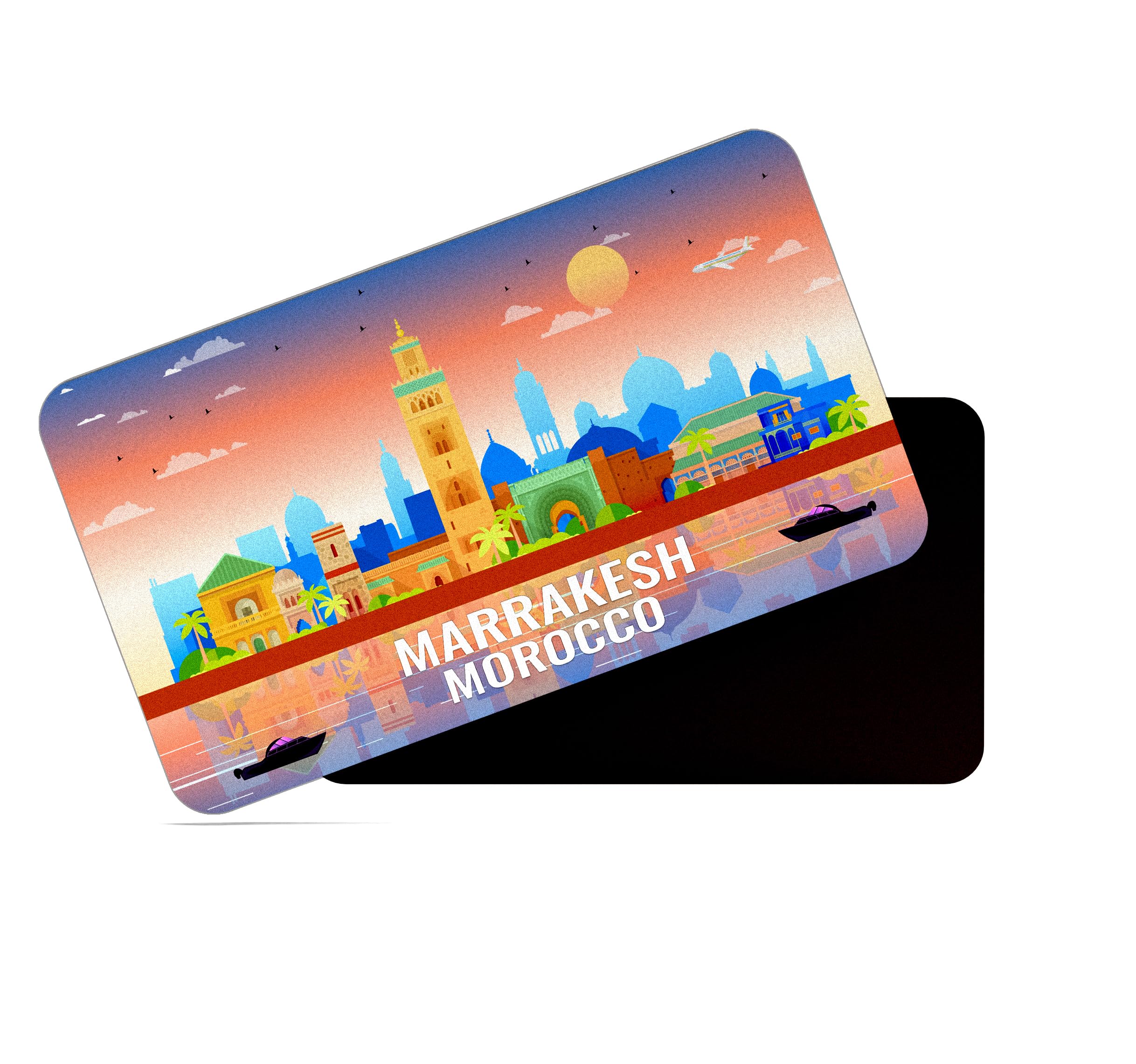 dhcrafts Rectangular Rubber Fridge Magnet/Magnetic Card Multicolor Morocco Marrakesh Design Pack of 1 (8.6cm x 5.4cm)