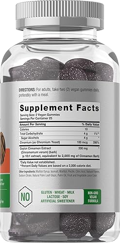 Miniatura 2 de Horbaach - Gomitas de canela de Ceilán sin azúcar, 2000 mg  50 unidades  Veganas, sin OMG, sin gluten  Sabor a canela y vainilla