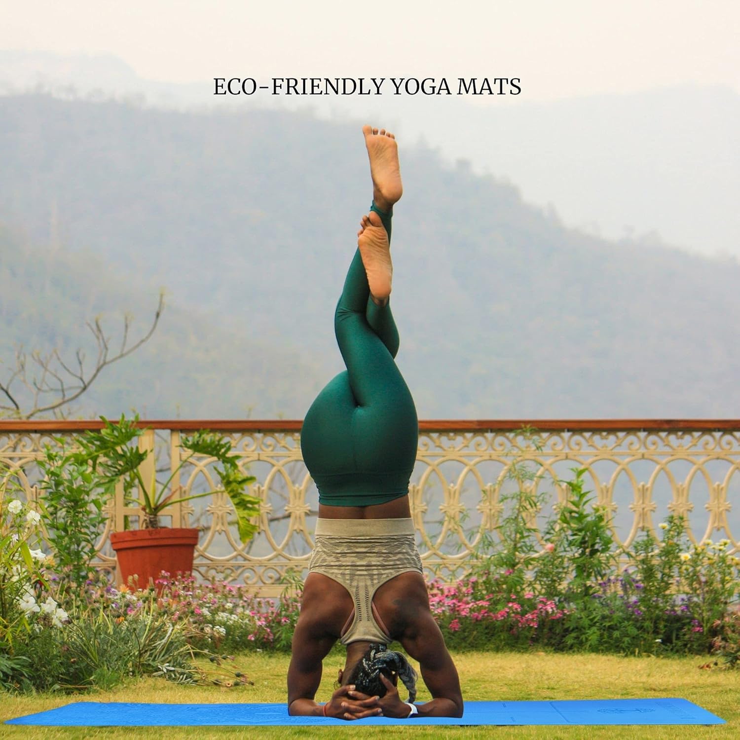 Eco Friendly 8mm Thick Yoga Mat with Alignment Lines Premium Anti-Tear Exercise Yoga and Meditation Mat with Carrying Strap (72"L x 24"W x 8mm Thick)