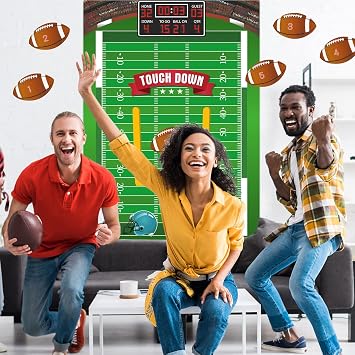 PLULON Football Game for Kids Pin the Football on the Goalpost Poster with Stickers Birthday Party Favors Home Wall Decorations for Kids Adults Family Birthday Party Supplies