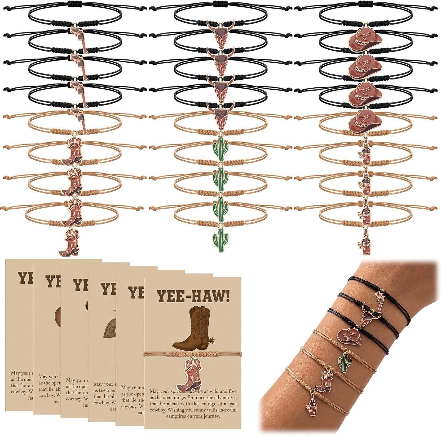 24 Sets Adjustable Bracelet Pendant with Card for Charm Bracelet Wristband Accessories Jewelry Gift