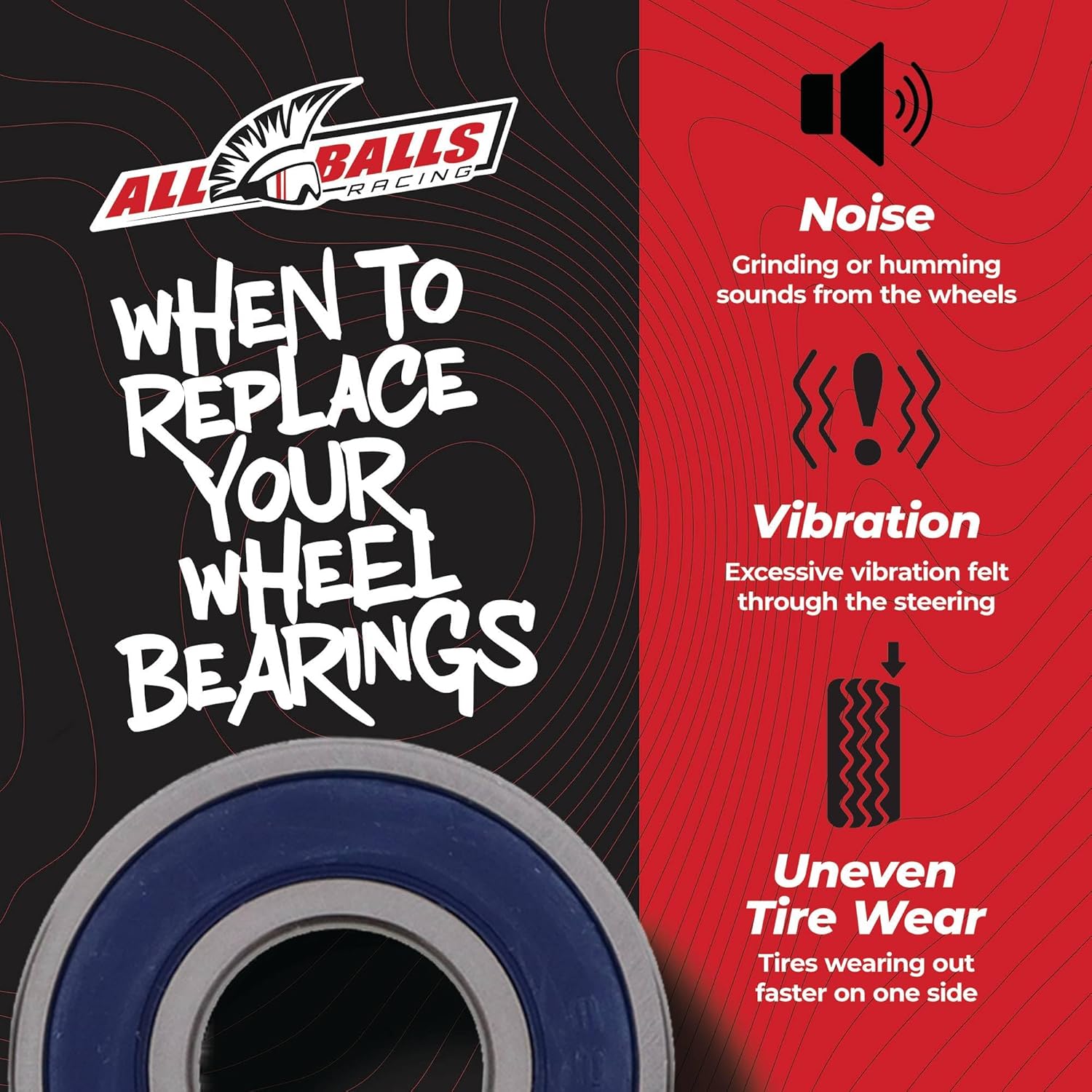 All Balls 25-1117 Rear Wheel Bearing Kit , Red