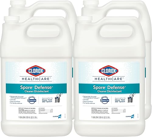 Clorox Healthcare - Limpiador desinfectante de defensa de esporas, botella de repuesto de sistema cerrado, 128 onzas líquidas, paquete de 4 (el