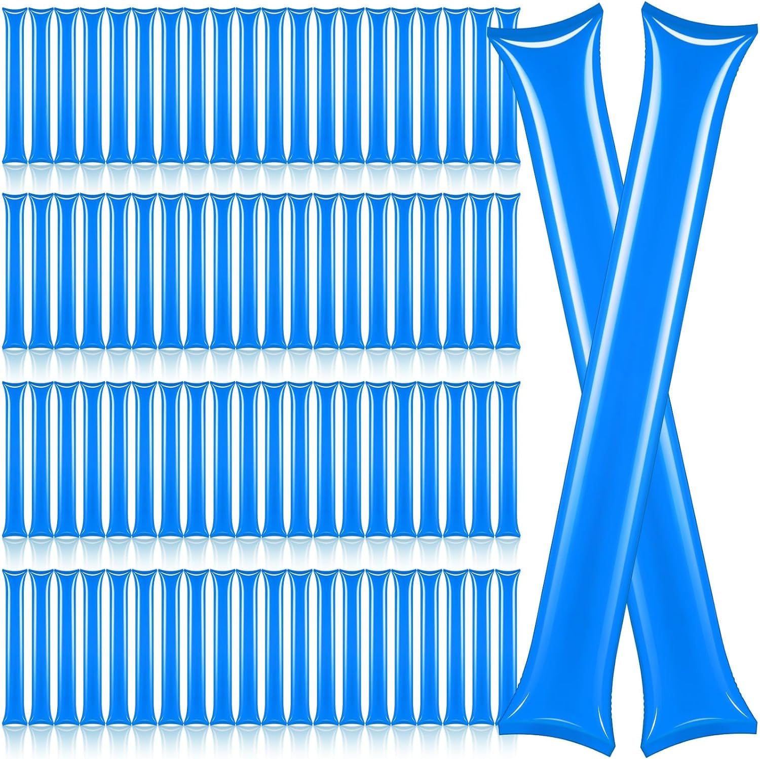 80 PCS Thickened Bam Bam Thunder Sticks, Blue Inflatable Cheering Sticks for Sports Cheering Dance Party Basketball Football Noisemakers