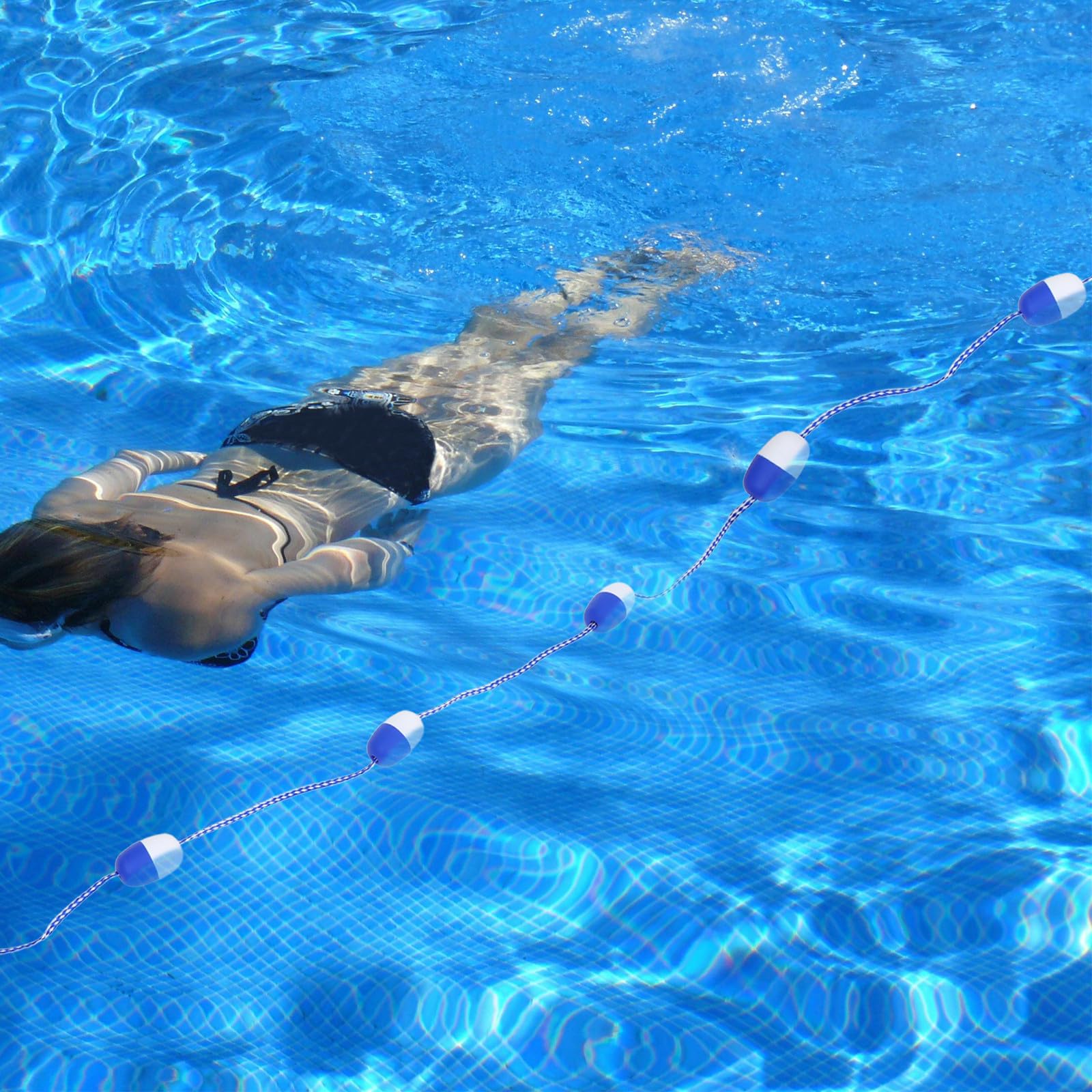 LALAFINA Sicherheitstrennseil Schwimmendes Seil 6 Meter mit Schwimmkörpern aus Langlebigem Material für Schwimmbäder Sommerfest und Pool Schwimmzubehör