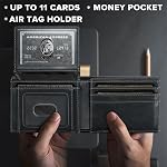 Portefeuille Slim avec porte-radar : Portefeuilles minimalistes avec 2 ID Fenêtre Air tag Wallet avec Poche en espèces - RFID Titulaire de carte de crédit en cuir - Cadeau pour le Père Maris Boyfriend à l'anniversaire pour homme