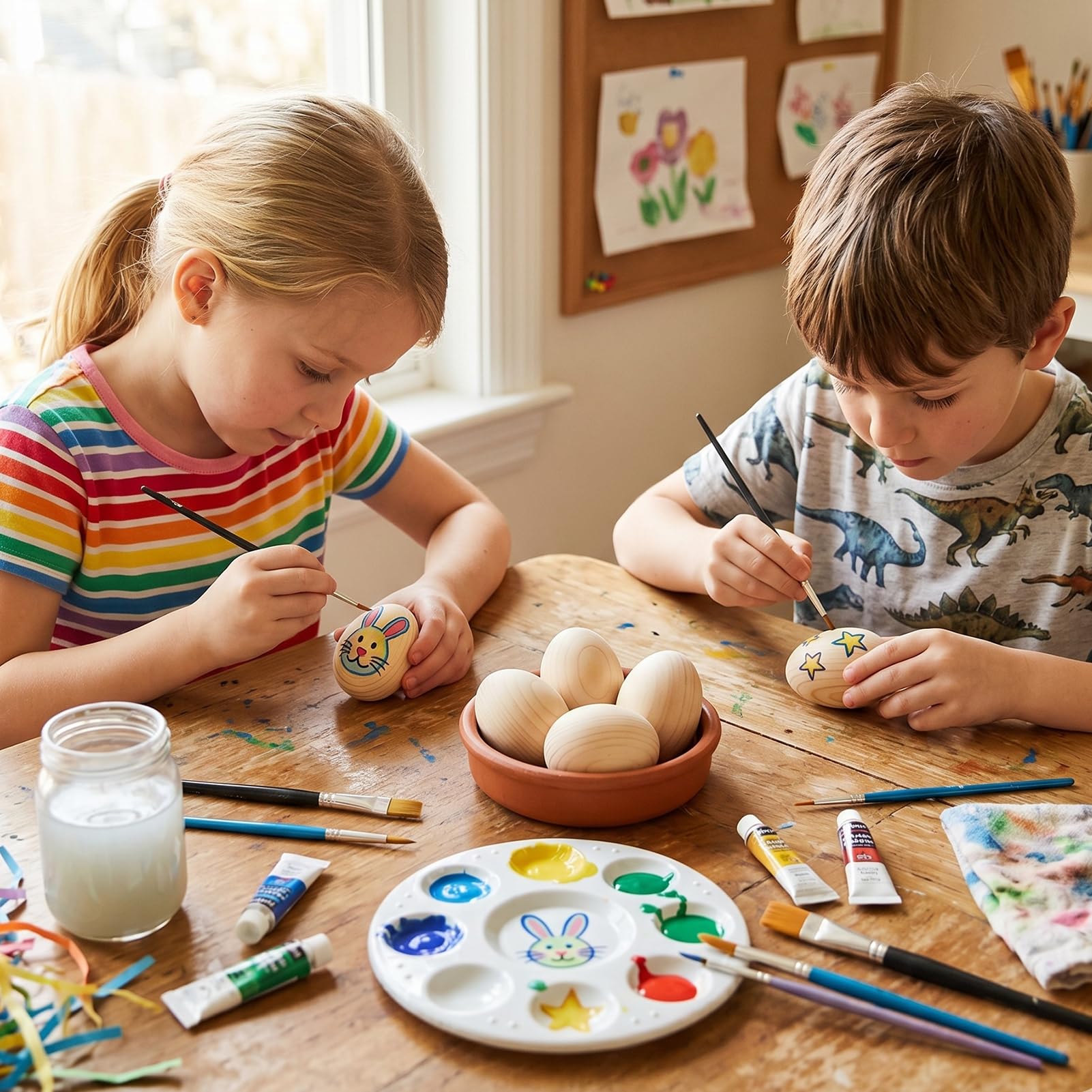 Œufs en Bois Naturel de Hêtre pour Artisanat de Pâques – Lot de 8