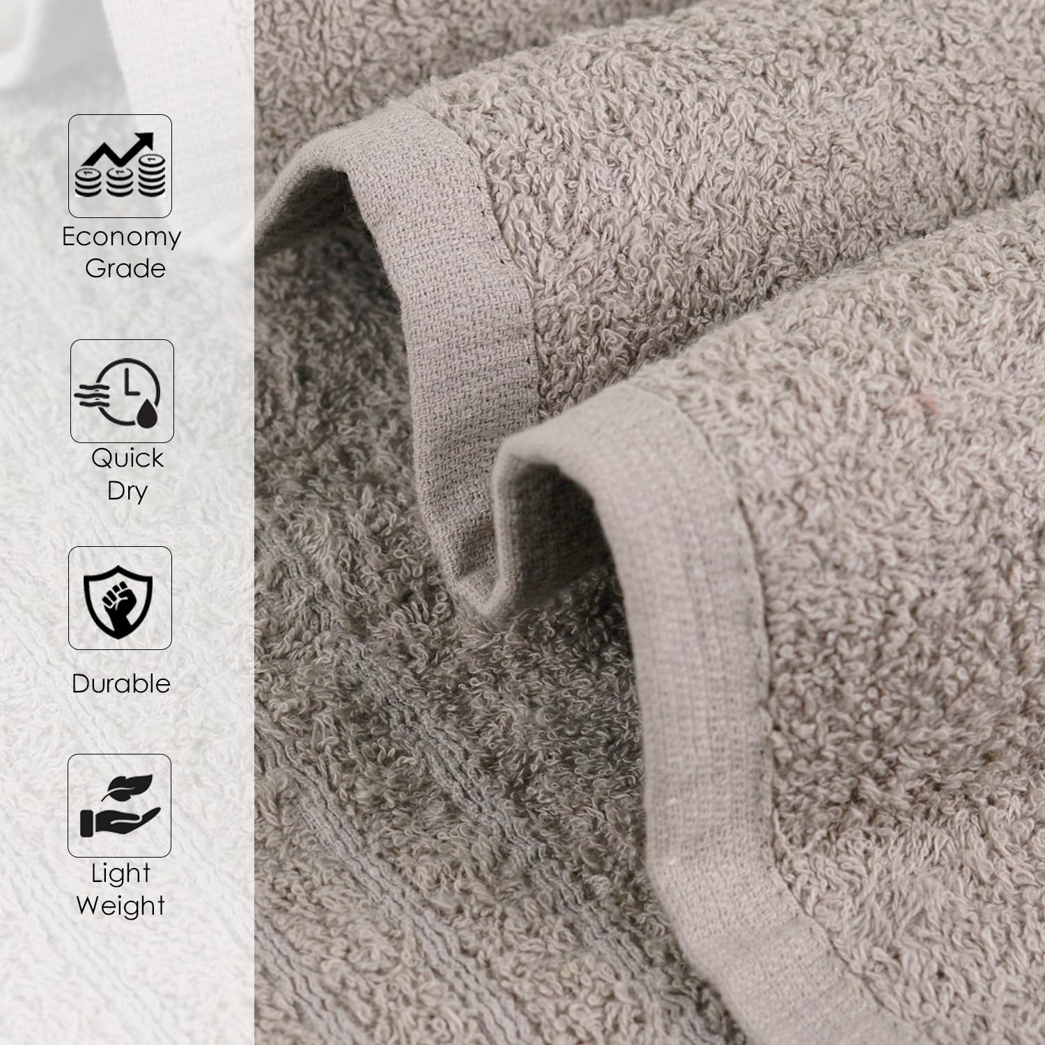 Asciugamani da bagno_27 x 54_Pk 12_Asciugamani da bagno beige (confezione da 12, 27 W x 137 L) Beige - Asciugamano in cotone per palestra, bagno, spa, rasatura, shampoo, per uso quotidiano