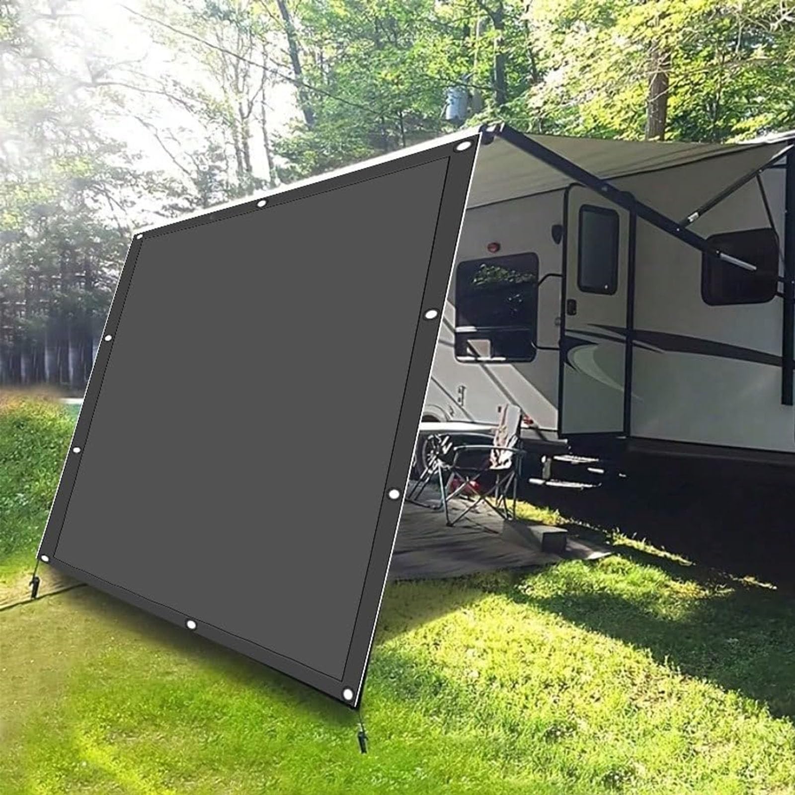 PDSYCB Sonnensegel Rechteckig 6x8m, Sonnentuch Wasserfest, Sonnenschutz Windschutz, UV-Schutz Segel Markise, Segeltuch Ösen, Spannseile, für Garten Balkon Terrasse, Dunkelgrau