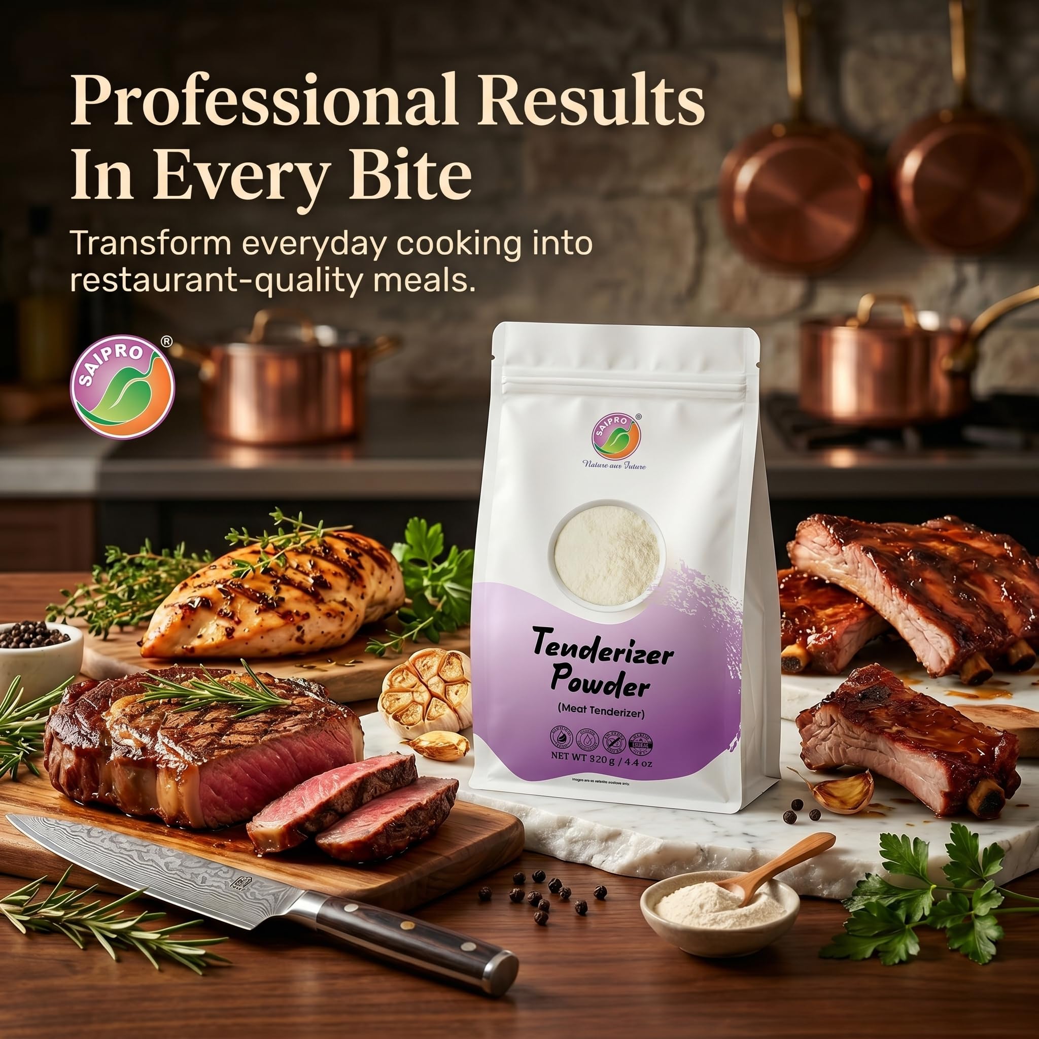 Saipro Meat Tenderizer Powder 125 gm, Meat Rub softtner, veg kofta softner| kachri powder |Bbq Rub, 100% Veg product, Gluten Free, Natural, Non GMO 1