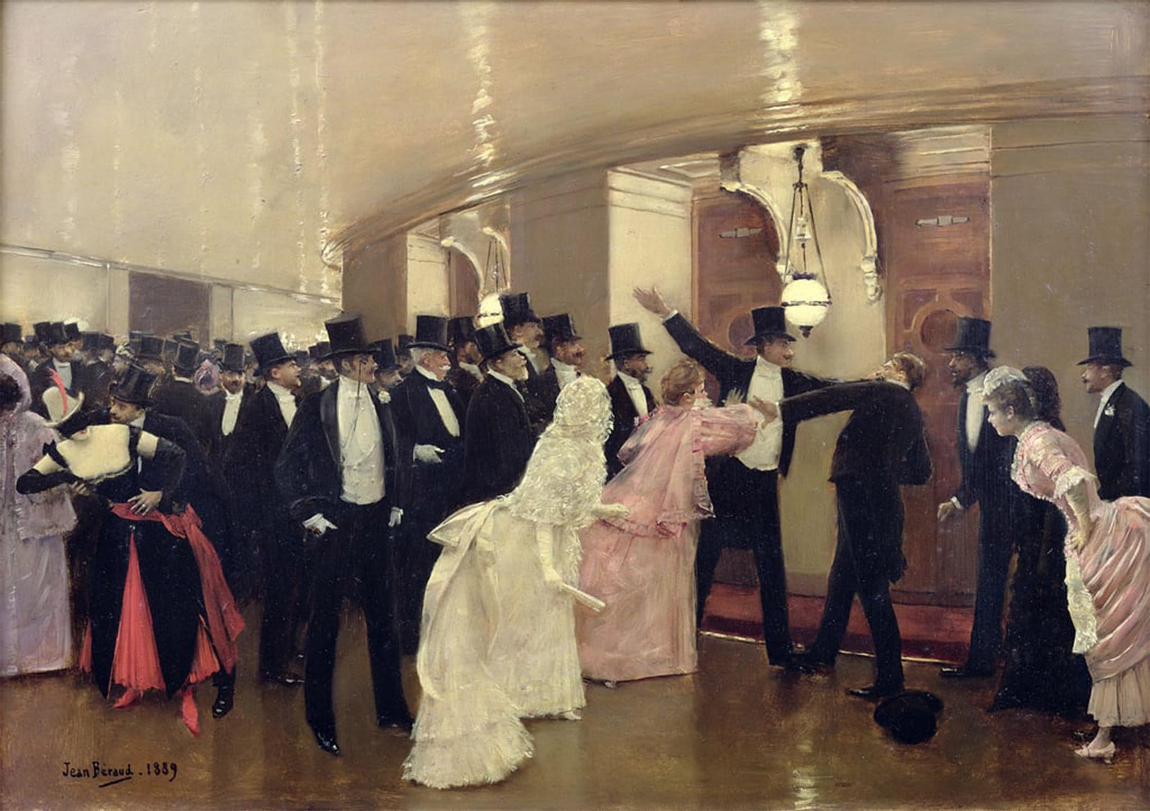 SERENDIPITP Retro Picture Poster Wall Art Pictures Painting an Argument in the Corridors of the Opera by Jean Beraud Wall Art Canvas Print for Wall Decor 60x90cm