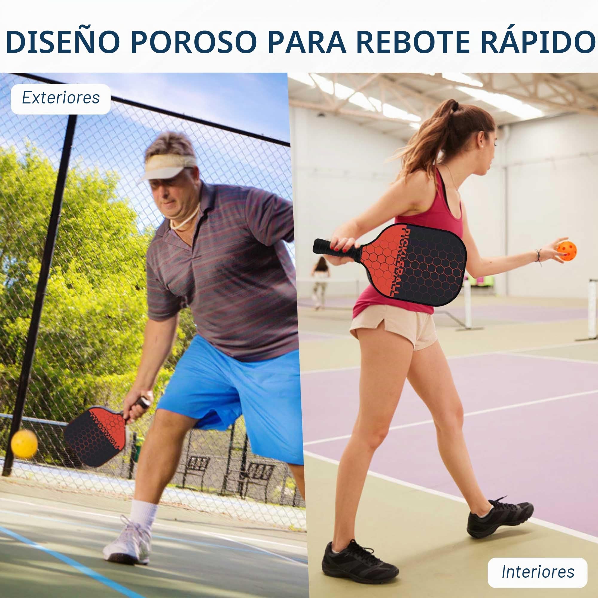 Palas de Pickleball, Pickleball Set Raquetas Juego de Palas de Pickleball con 4 Pelotas y Bolsa Portátil, Deportes de Pickleball de Interior y Exterior para Hombres Mujeres