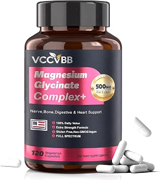 Magnesium Glycinate 500mg, 12-in-1 High Absorption Magnesium Complex Supplement with Citrate, Taurate & Orotate, Supports Relaxation, Sleep, Muscle, Heart, Bone & Nerve Health, 120 Vegan Capsules