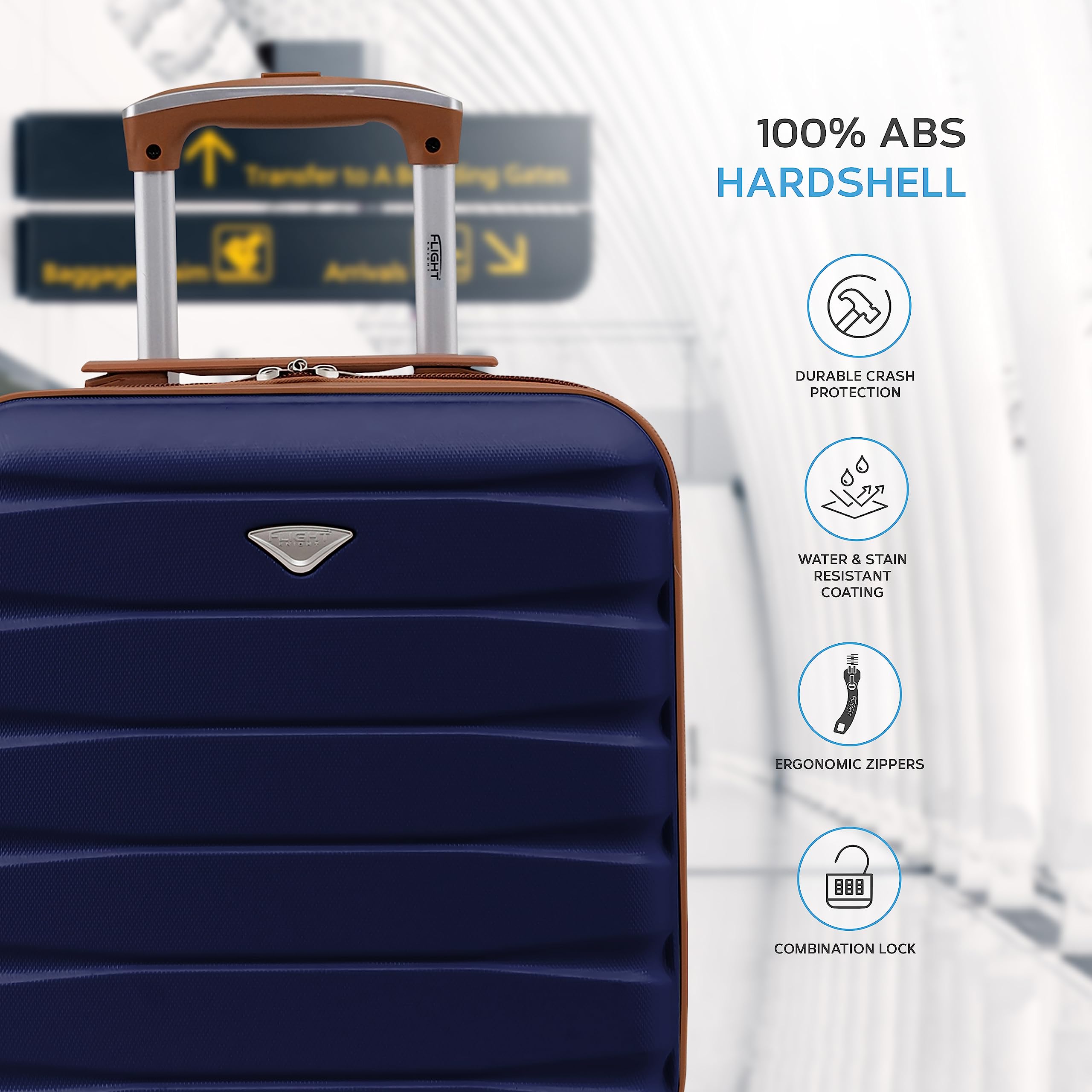 Flight Knight EasyJet Cabin Bag 45x36x20, Underseat, Lightweight Small Durable 4 Wheel Cabin Suitcase, Maximum Carry-On Size, ABS Hard Shell, 10kg Hand Luggage Bag- 45 x 36 x 20 cm Travel Bag