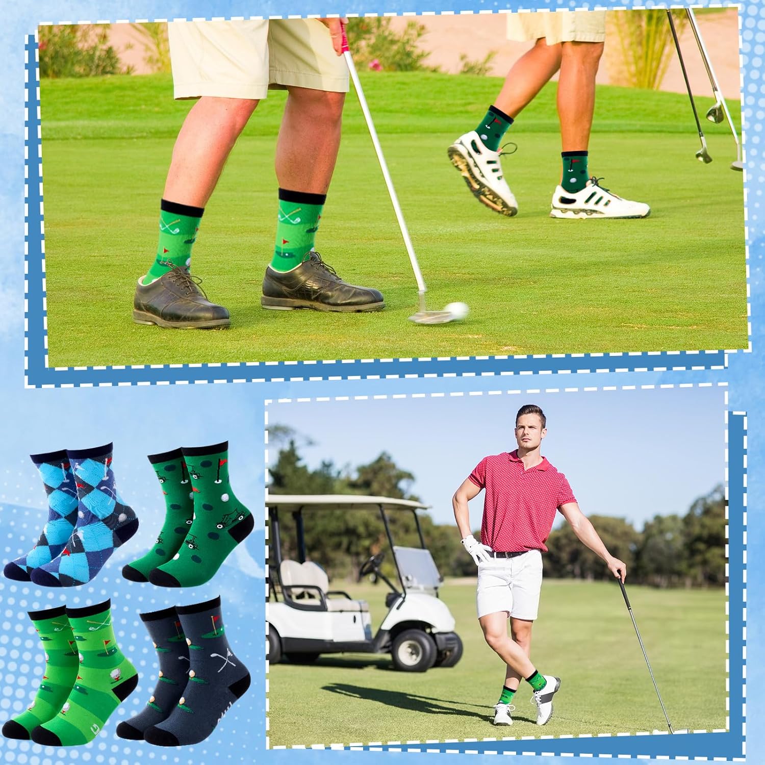 Cozypower 12 Pairs Golf Socks Crew Novelty Holiday Golf Christmas Crew Socks for Men Women Funny Gifts - Image 2