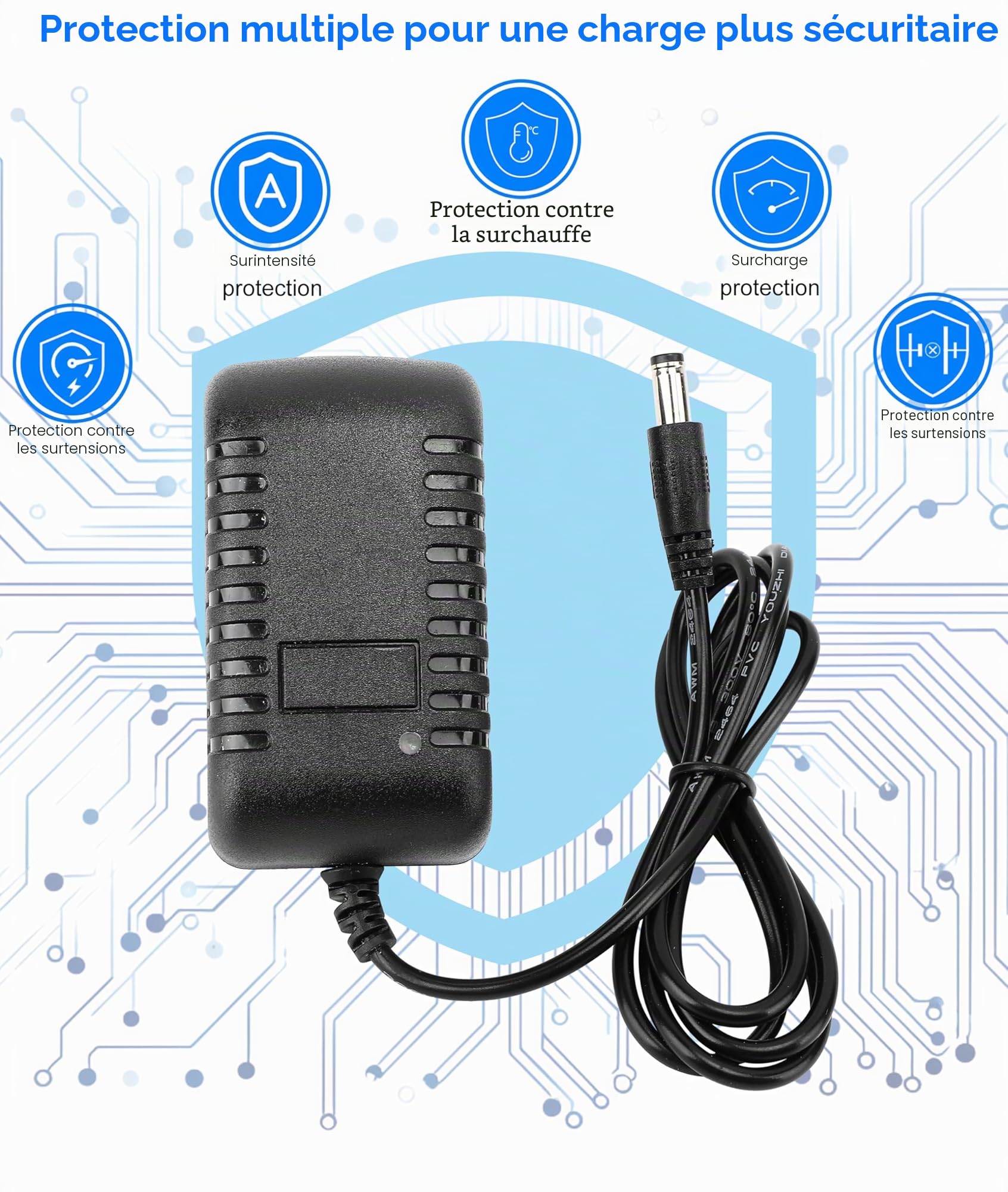 Garsent Chargeur Universel, Adaptateur 16.8 V / 1 A Chargeur Adaptateur Secteur Li-ION Adaptateur Multi Tension Adaptateur Chargeur Remplacement AC (UE)