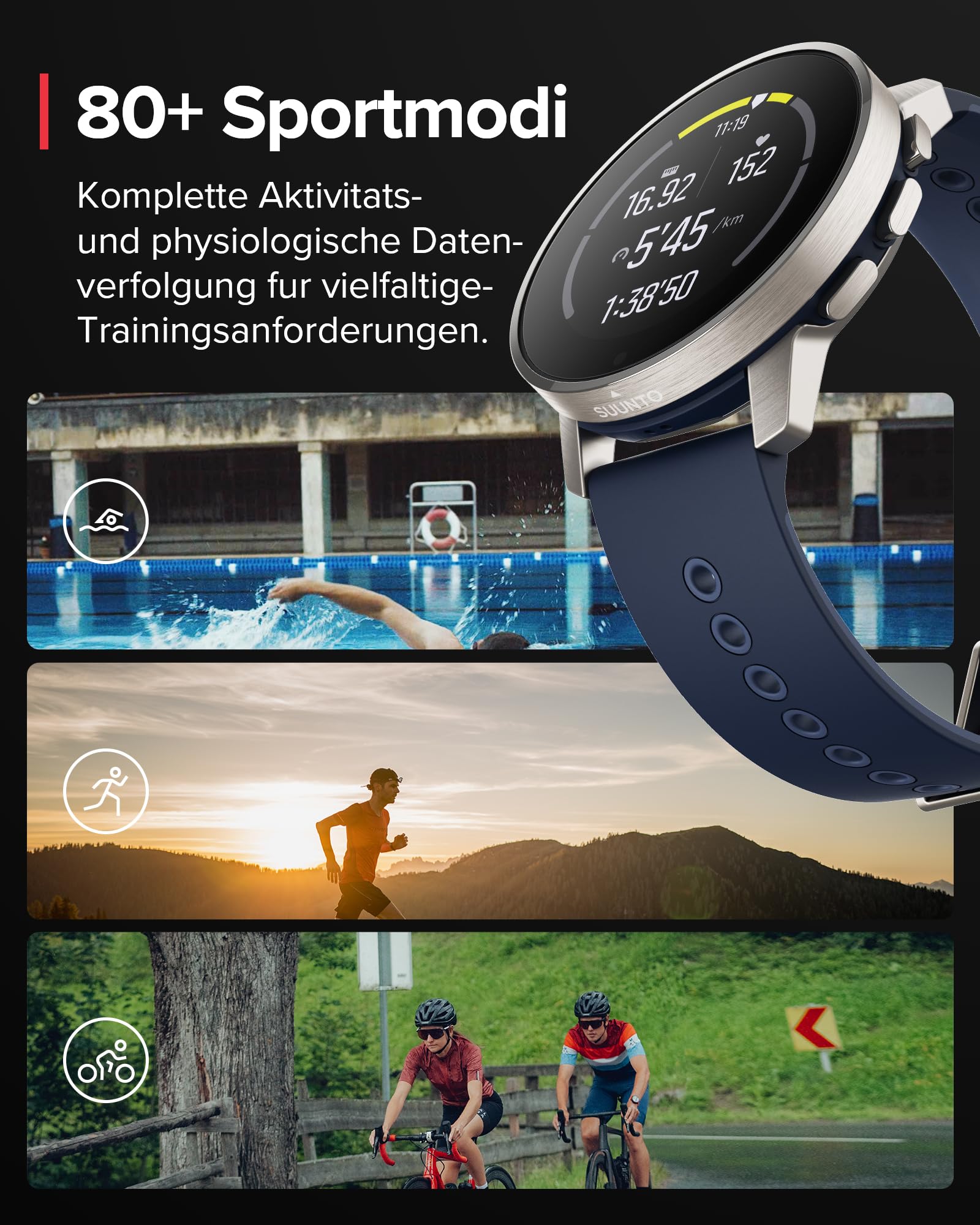 SUUNTO 9 Peak Multisport Uhr - Robust Outdoor Smartwatch, Saphirglas Bildschirm & 100m Wasserdicht, Leicht & Dünn, Präzise GPS, Lange Akkulaufzeit, Pulsmessung am Handgelenk, Hergestellt in Finland