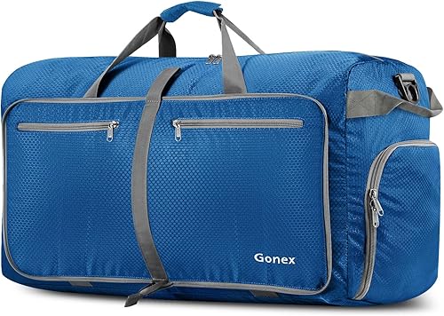 Gonex Bolsa de viaje plegable grande de 40 L, 60 L, 80 L, 100 L, 150 L, con compartimento para zapatos, plegable, ligera, repelente al agua, bolsa
