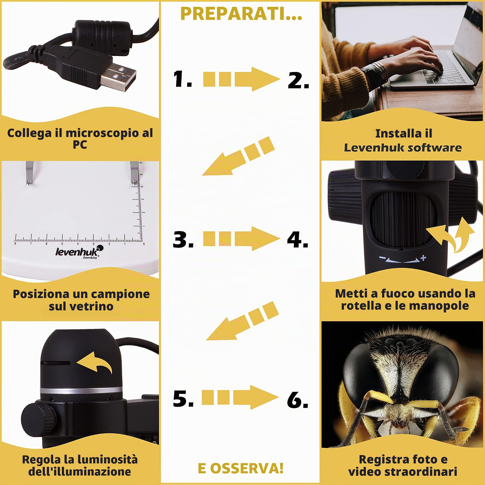 Microscopio Digitale Portatile Levenhuk DTX 90 (10–300x) con Fotocamera Retraibile per L’Uso In Elettronica, Gioielleria, Biologia, Zoologia e Molto Altro