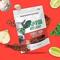 Vista 5 de Baja Vida Street Taco Beef Jerky - Paquetes de bocadillos de carne seca dulce y picante, cecina saludable, sin gluten, carne de res totalmente