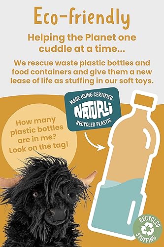 Miniatura 5 de Living Nature Vaca negra de las tierras altas con sonido de mooing juguete de granja suave y realista peluche ecológico Naturli 9 pulgadas